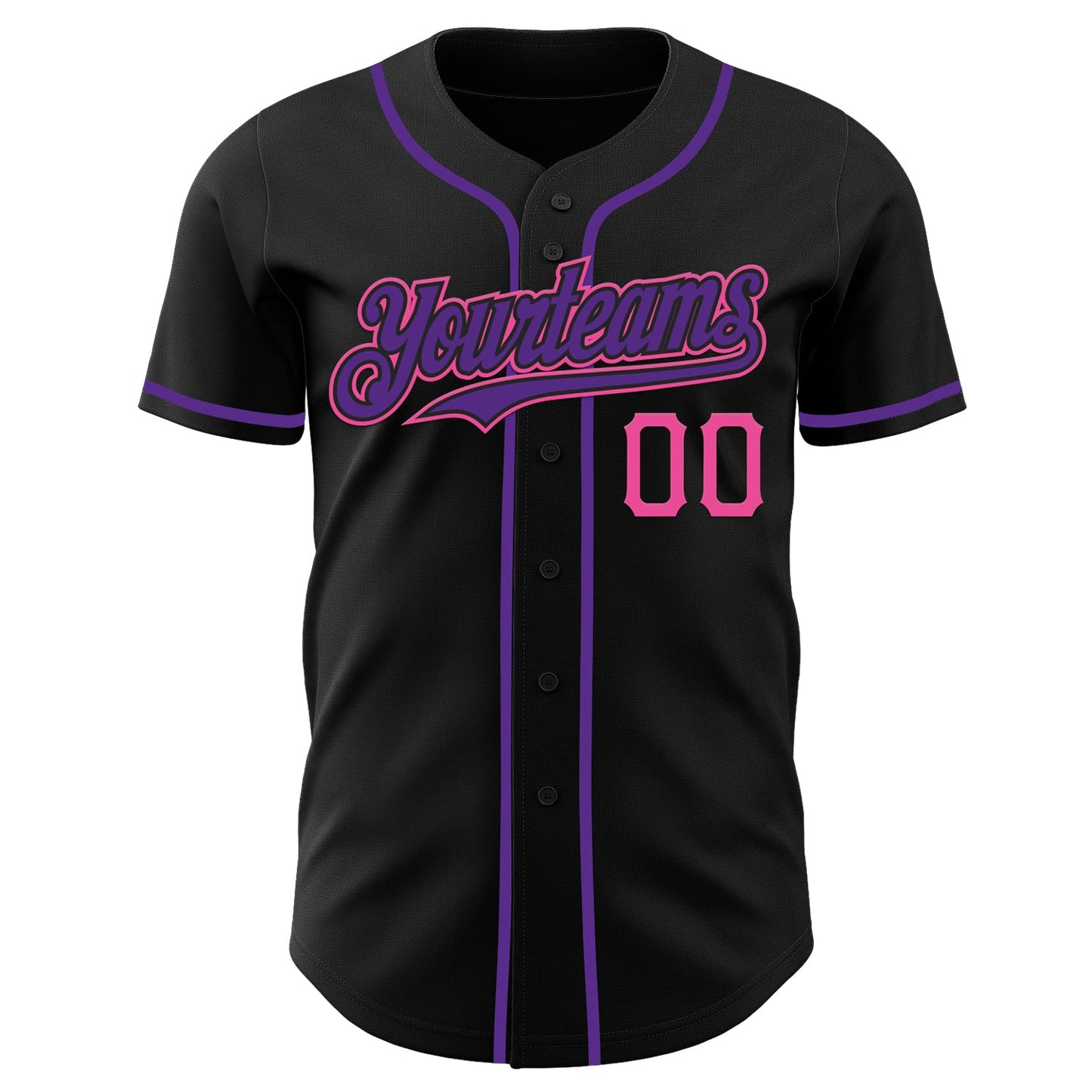 Custom Black Purple-Pink Authentic Baseball Jersey - Sky-Custom