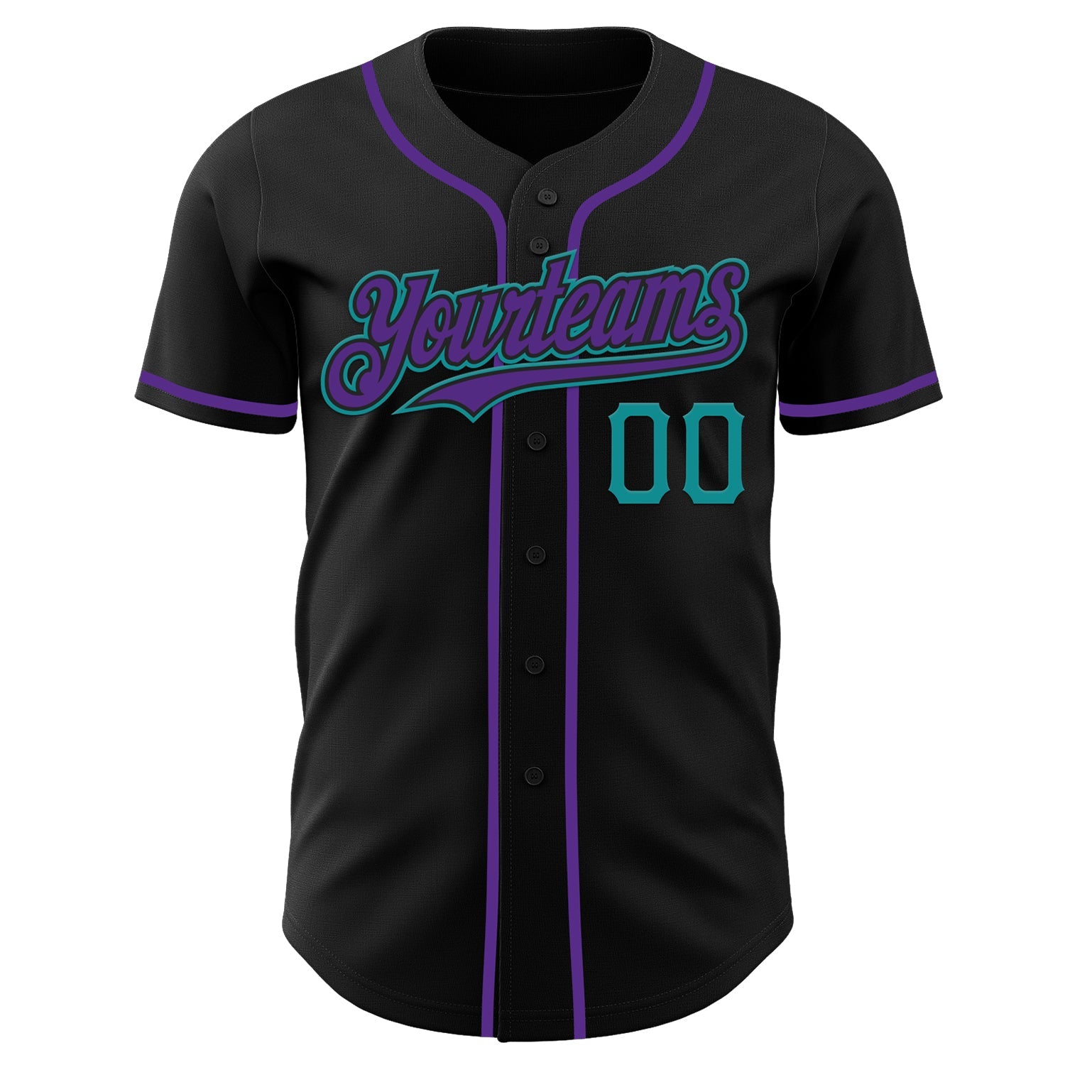 Custom Black Purple-Teal Authentic Baseball Jersey - Sky-Custom