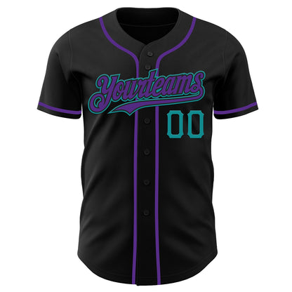 Custom Black Purple-Teal Authentic Baseball Jersey - Sky-Custom