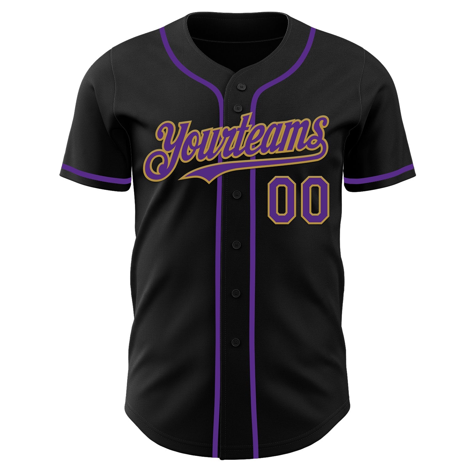 Custom Black Purple-Old Gold Authentic Baseball Jersey - Sky-Custom