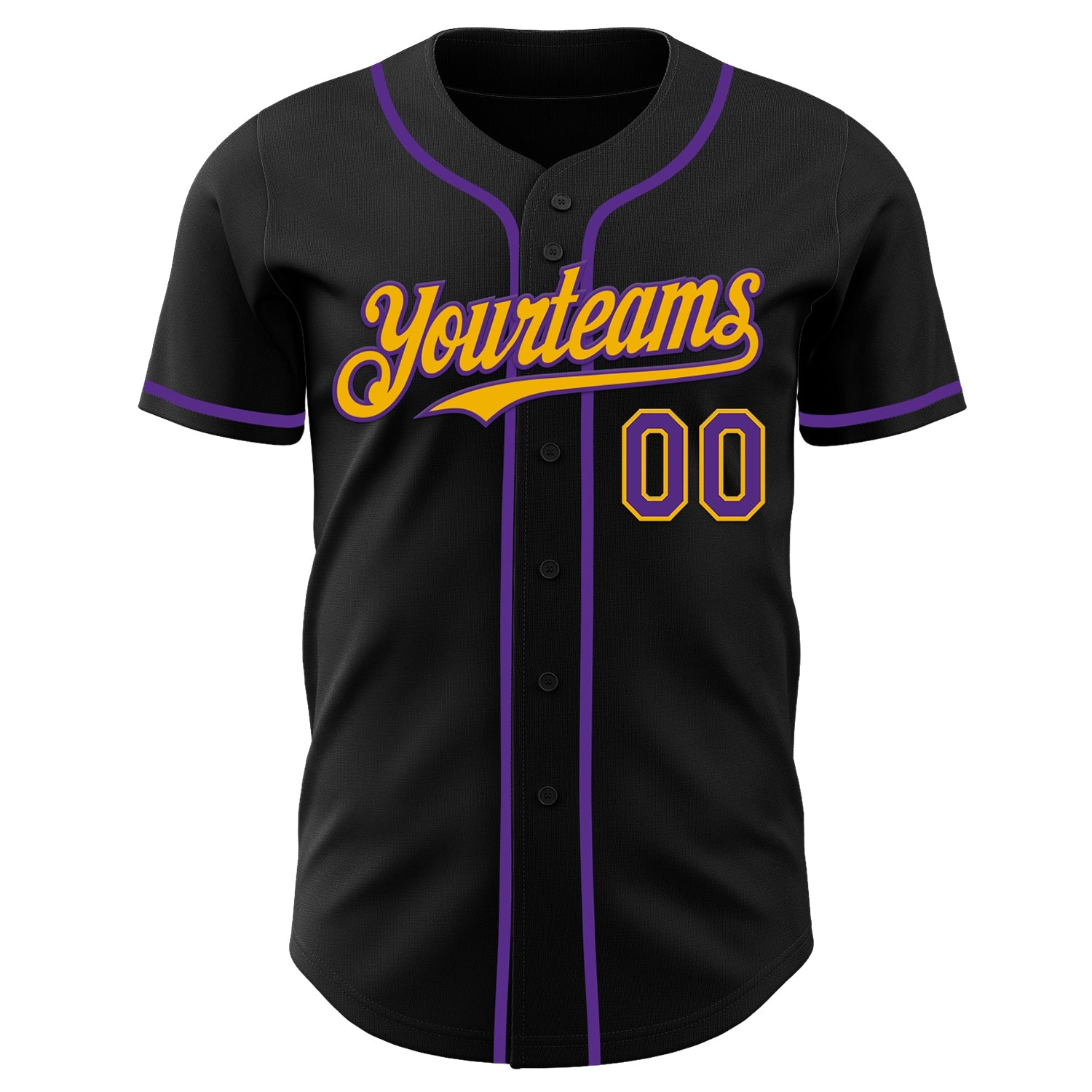 Custom Black Purple-Gold Authentic Baseball Jersey - Sky-Custom