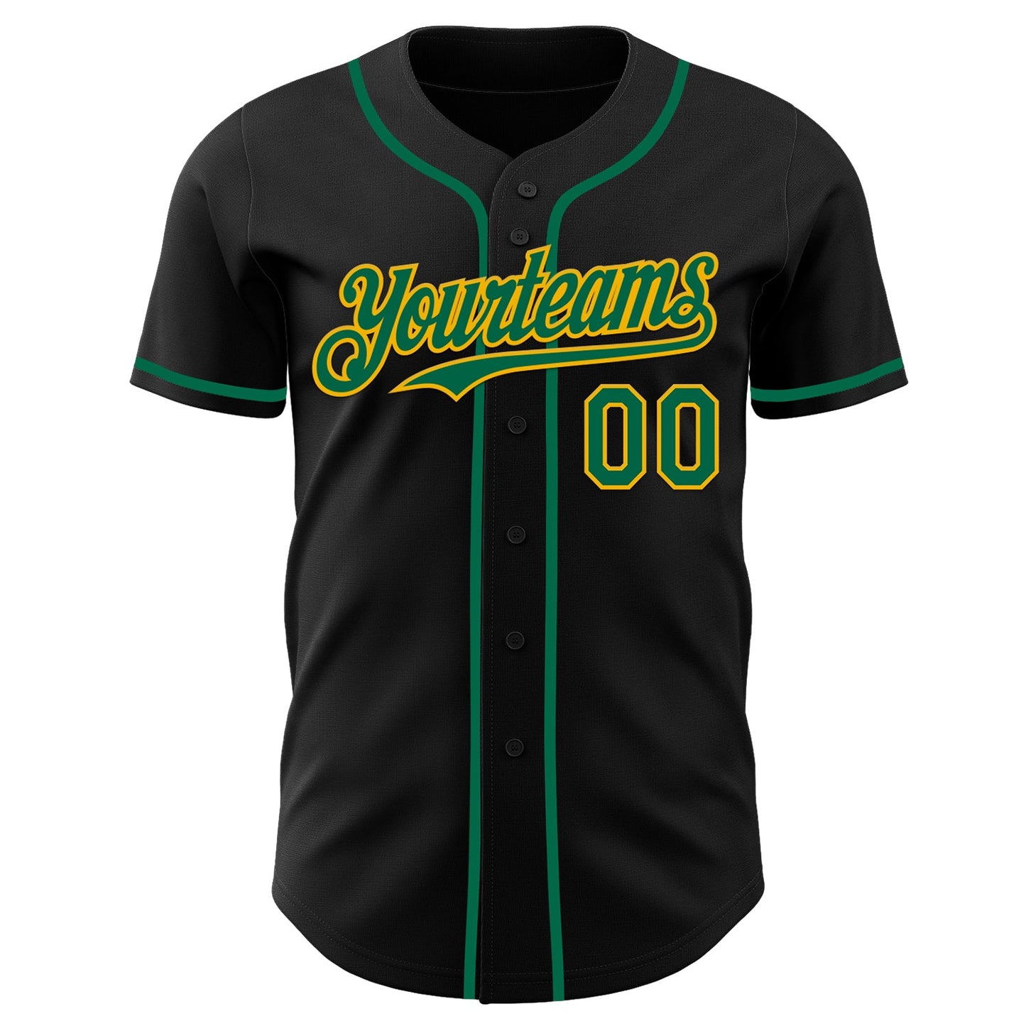 Custom Black Kelly Green-Gold Authentic Baseball Jersey - Sky-Custom