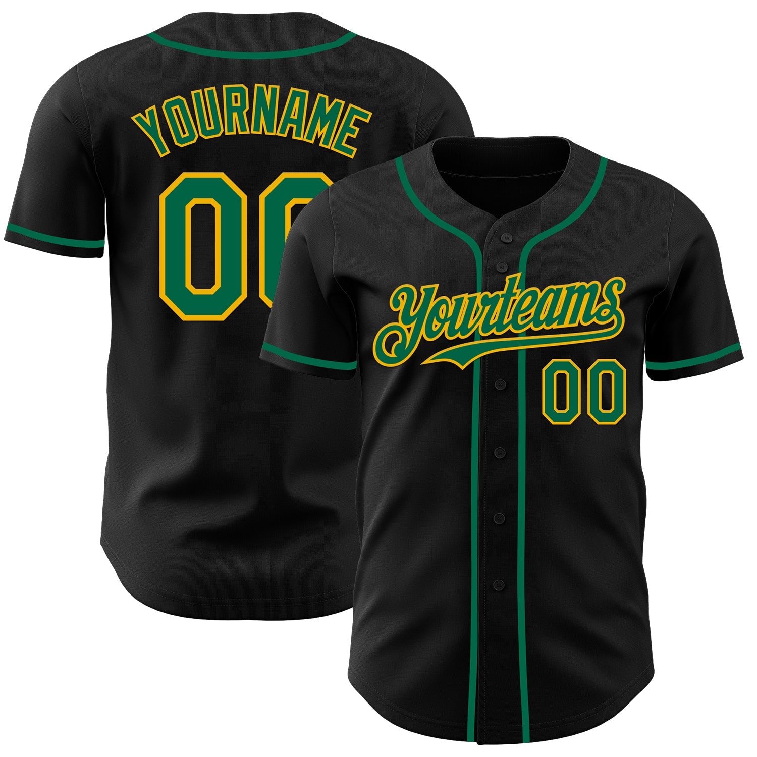 Custom Black Kelly Green-Gold Authentic Baseball Jersey - Sky-Custom