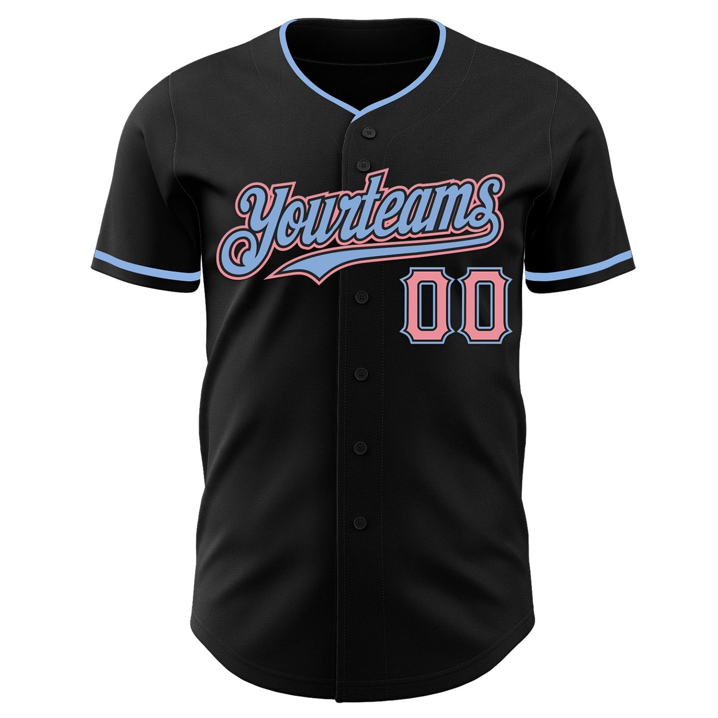 Custom Black Medium Pink-Light Blue Authentic Baseball Jersey - Sky-Custom