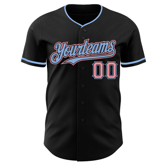 Custom Black Medium Pink-Light Blue Authentic Baseball Jersey - Sky-Custom