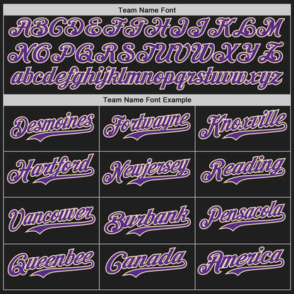 Custom Black Purple-Cream Authentic Baseball Jersey - Sky-Custom