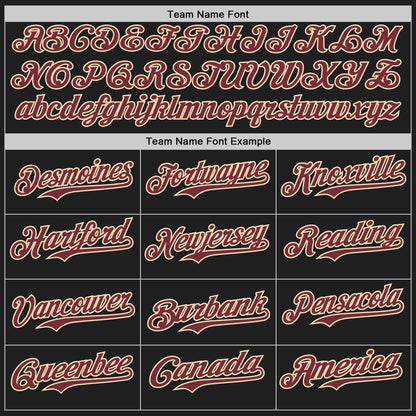 Custom Black Burgundy-Cream Authentic Baseball Jersey - Sky-Custom