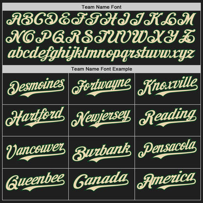 Custom Black Cream-Green Authentic Baseball Jersey - Sky-Custom