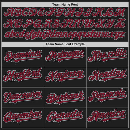 Custom Black Crimson-Gray Authentic Baseball Jersey - Sky-Custom