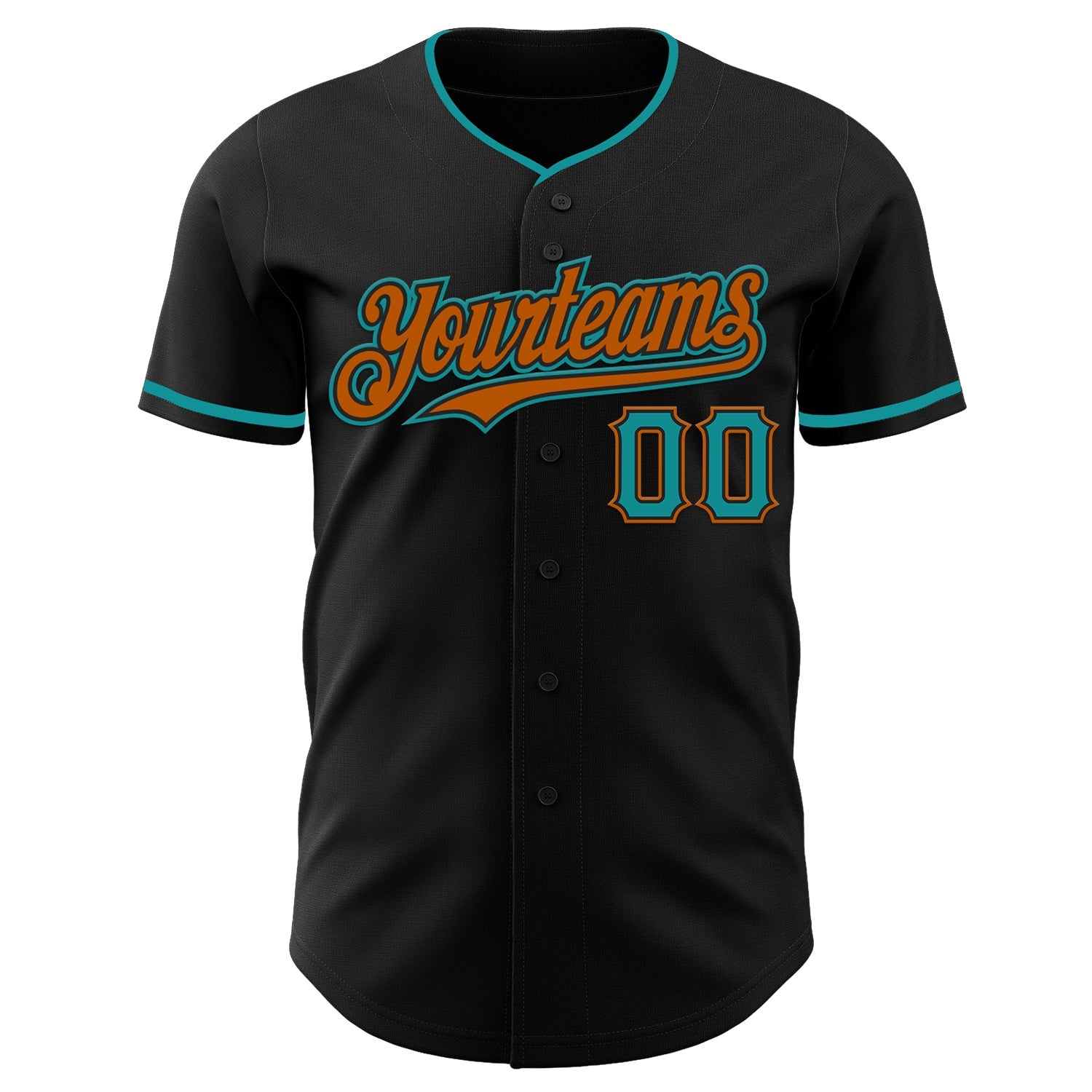 Custom Black Teal-Texas Orange Authentic Baseball Jersey - Sky-Custom
