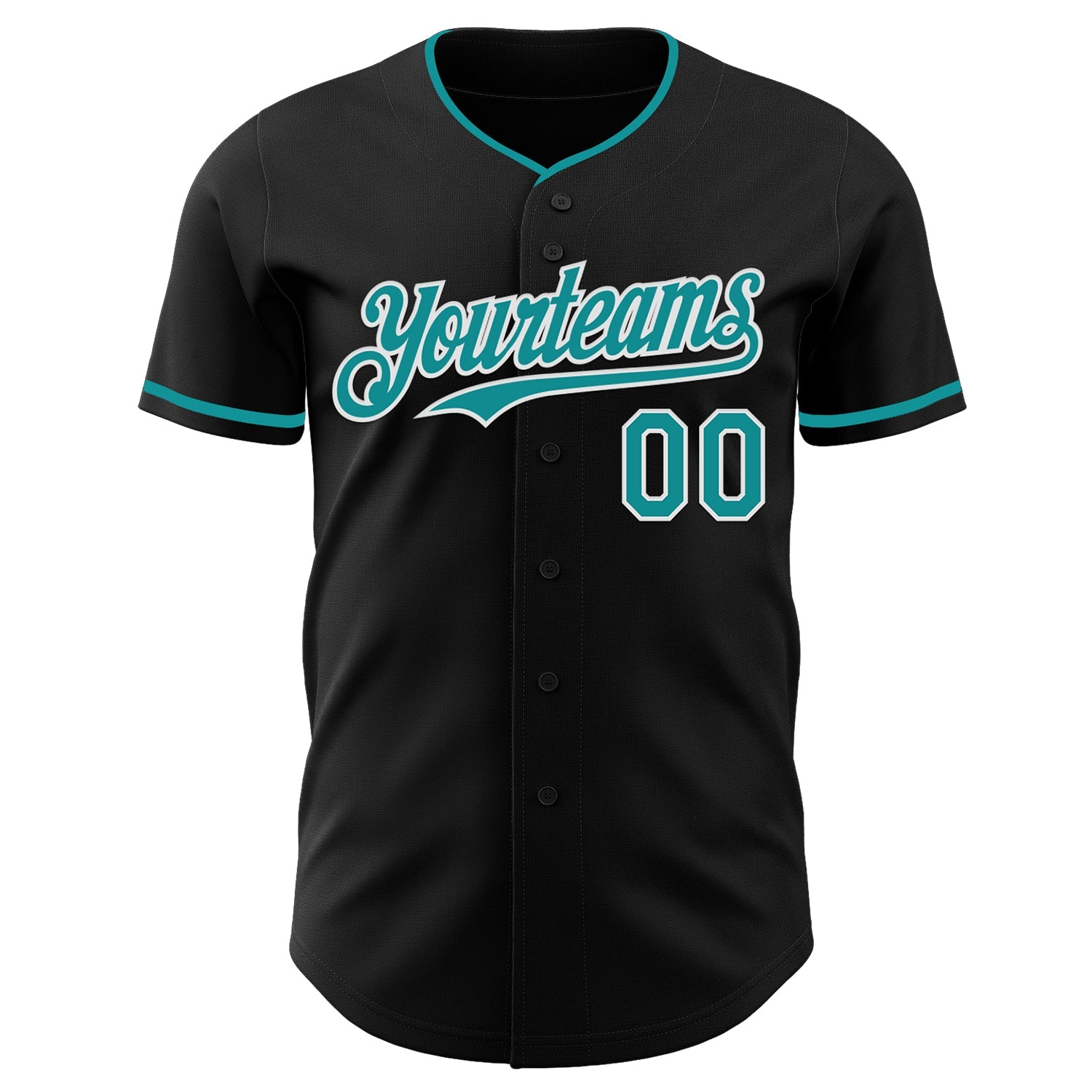 Custom Black Teal-White Authentic Baseball Jersey - Sky-Custom
