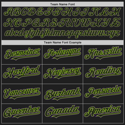 Custom Black Neon Green-Purple Authentic Baseball Jersey - Sky-Custom