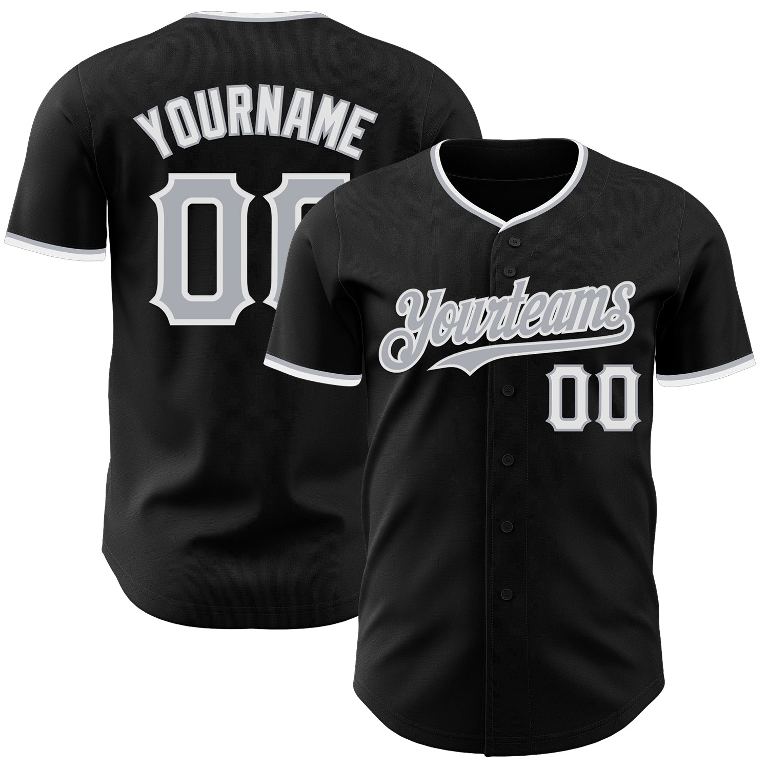Custom Black Gray-White Authentic Baseball Jersey - Sky-Custom