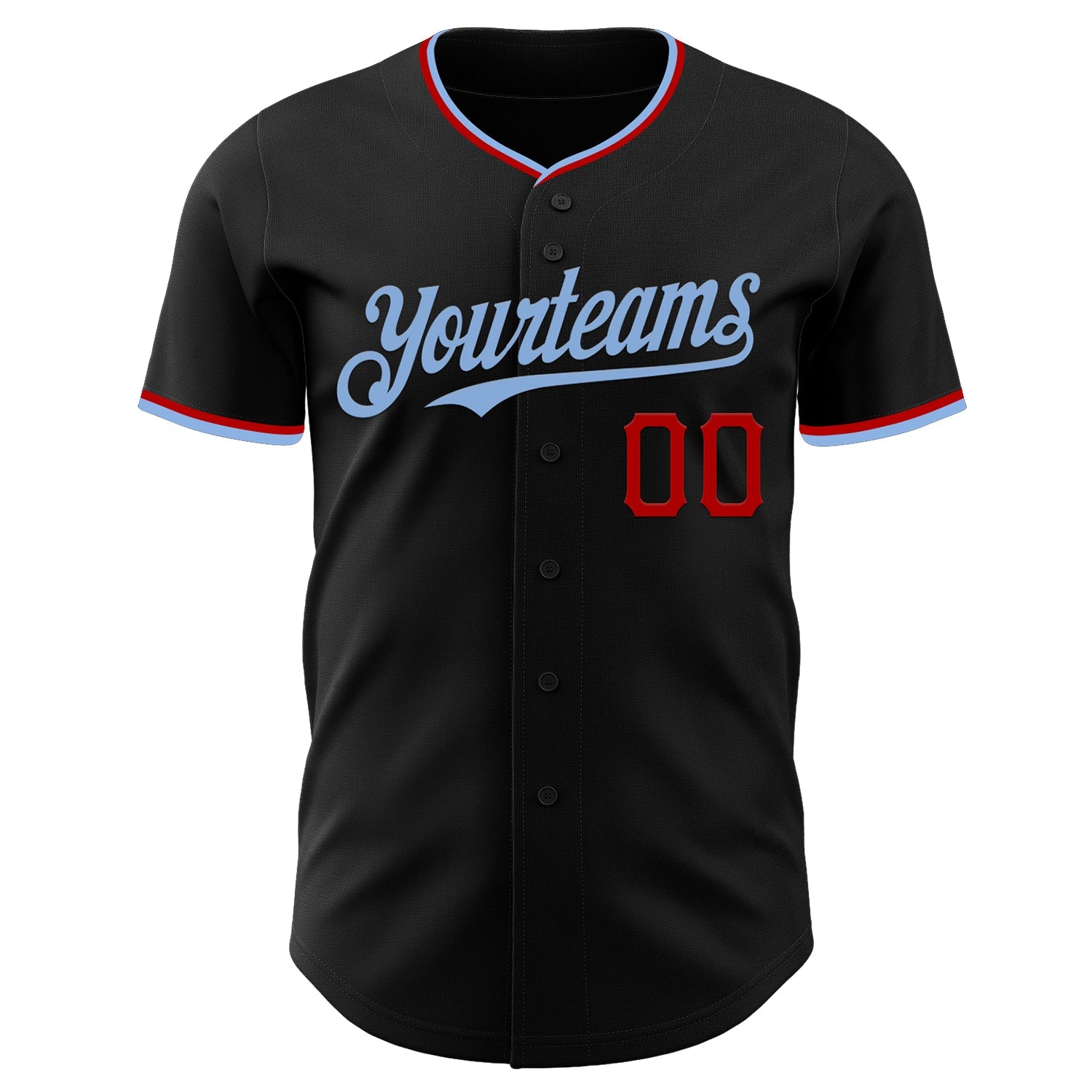 Custom Black Light Blue-Red Authentic Baseball Jersey - Sky-Custom