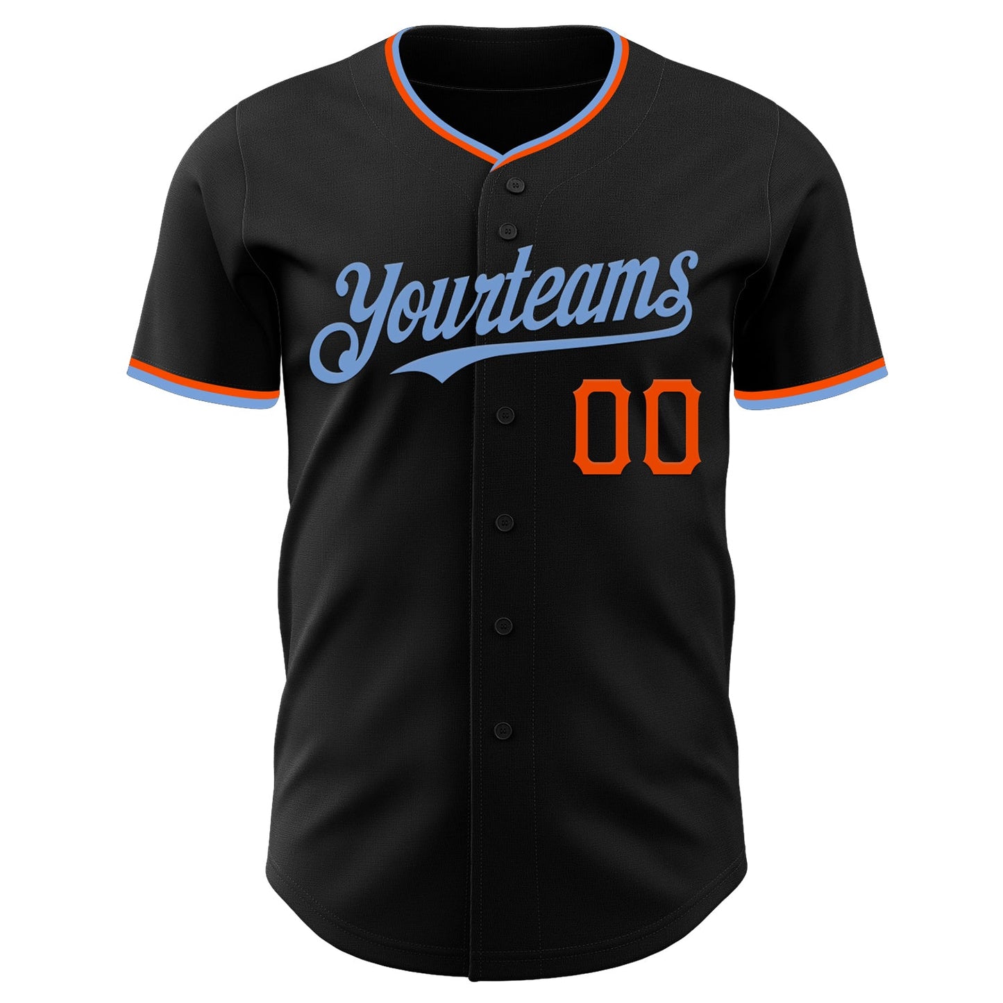 Custom Black Powder Blue-Orange Authentic Baseball Jersey - Sky-Custom
