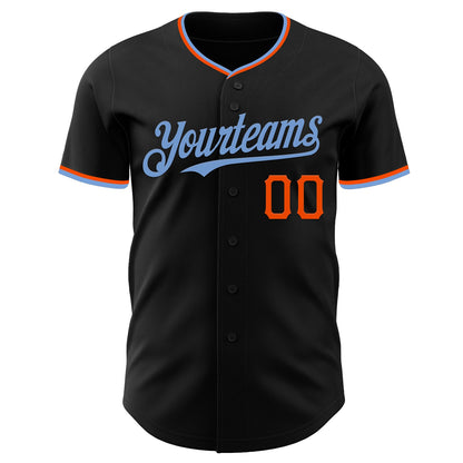 Custom Black Powder Blue-Orange Authentic Baseball Jersey - Sky-Custom
