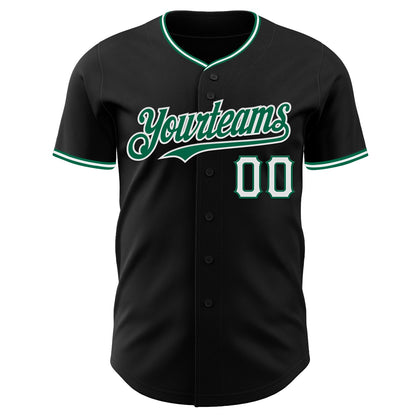 Custom Black Kelly Green-White Authentic Baseball Jersey - Sky-Custom