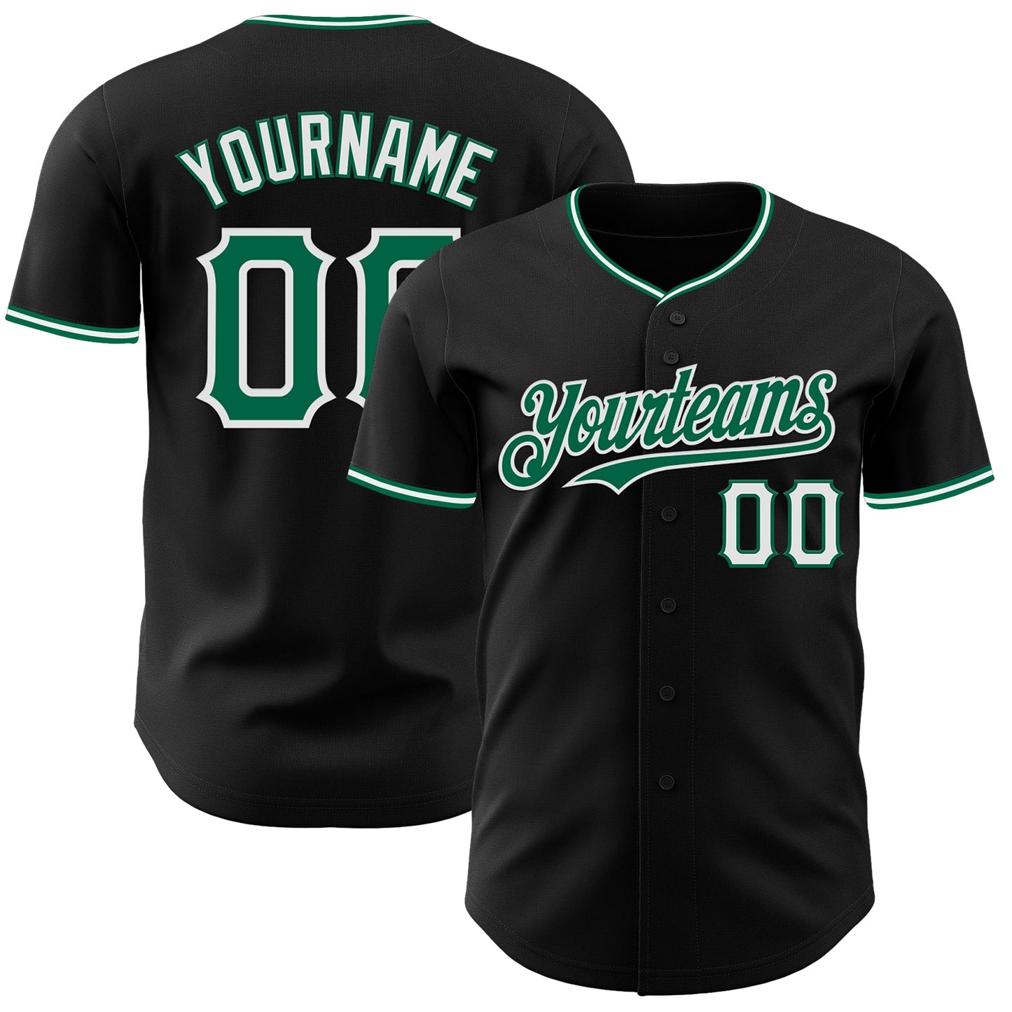 Custom Black Kelly Green-White Authentic Baseball Jersey - Sky-Custom