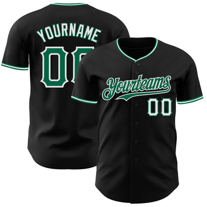 Custom Black Kelly Green-White Authentic Baseball Jersey - Sky-Custom