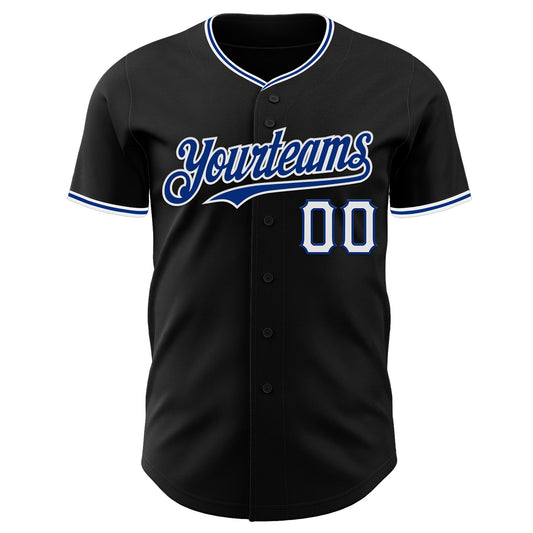 Custom Black Royal-White Authentic Baseball Jersey - Sky-Custom
