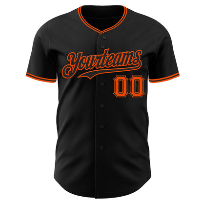 Custom Black Orange Authentic Baseball Jersey - Sky-Custom