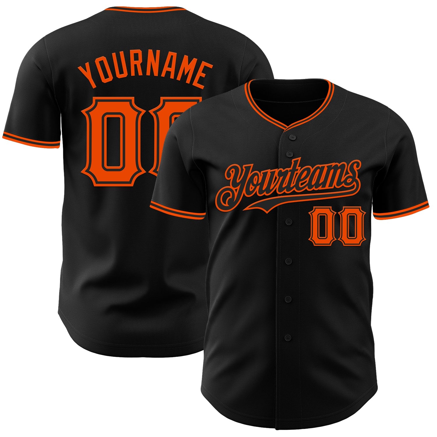 Custom Black Orange Authentic Baseball Jersey - Sky-Custom