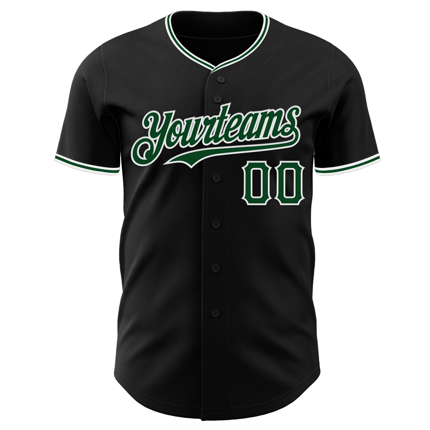 Custom Black Green-White Authentic Baseball Jersey - Sky-Custom