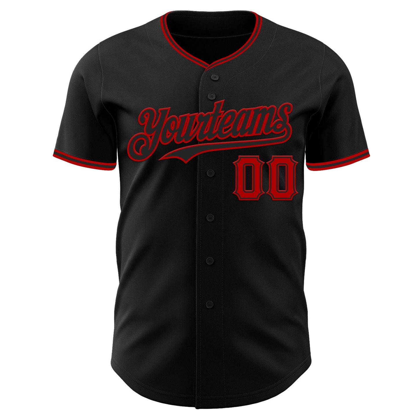 Custom Black Red Authentic Baseball Jersey - Sky-Custom