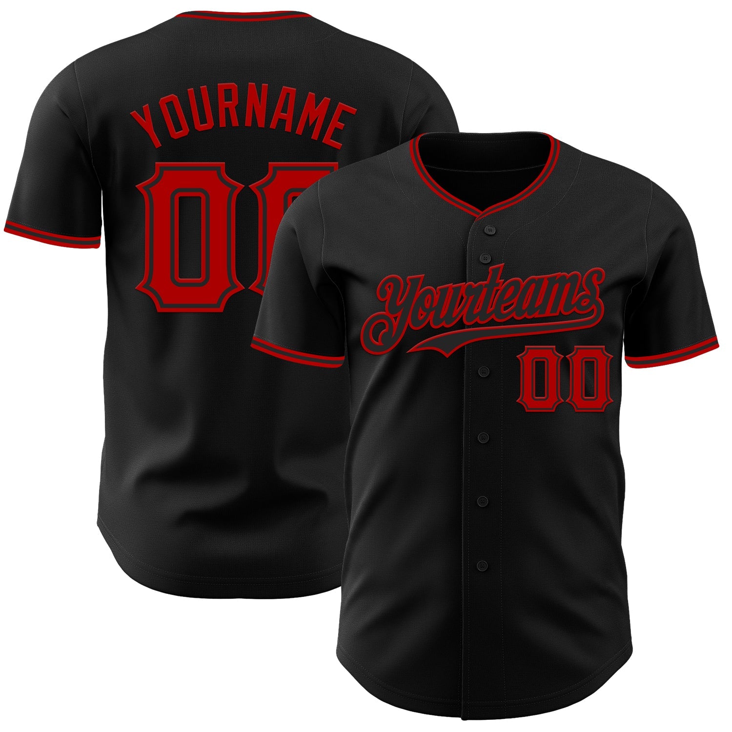 Custom Black Red Authentic Baseball Jersey - Sky-Custom