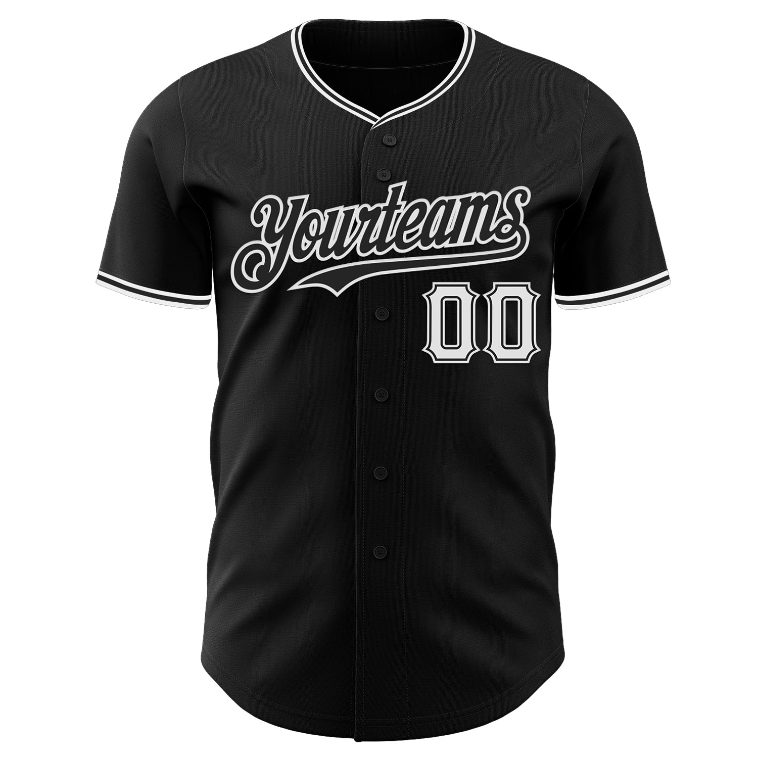 Custom Black White Authentic Baseball Jersey - Sky-Custom