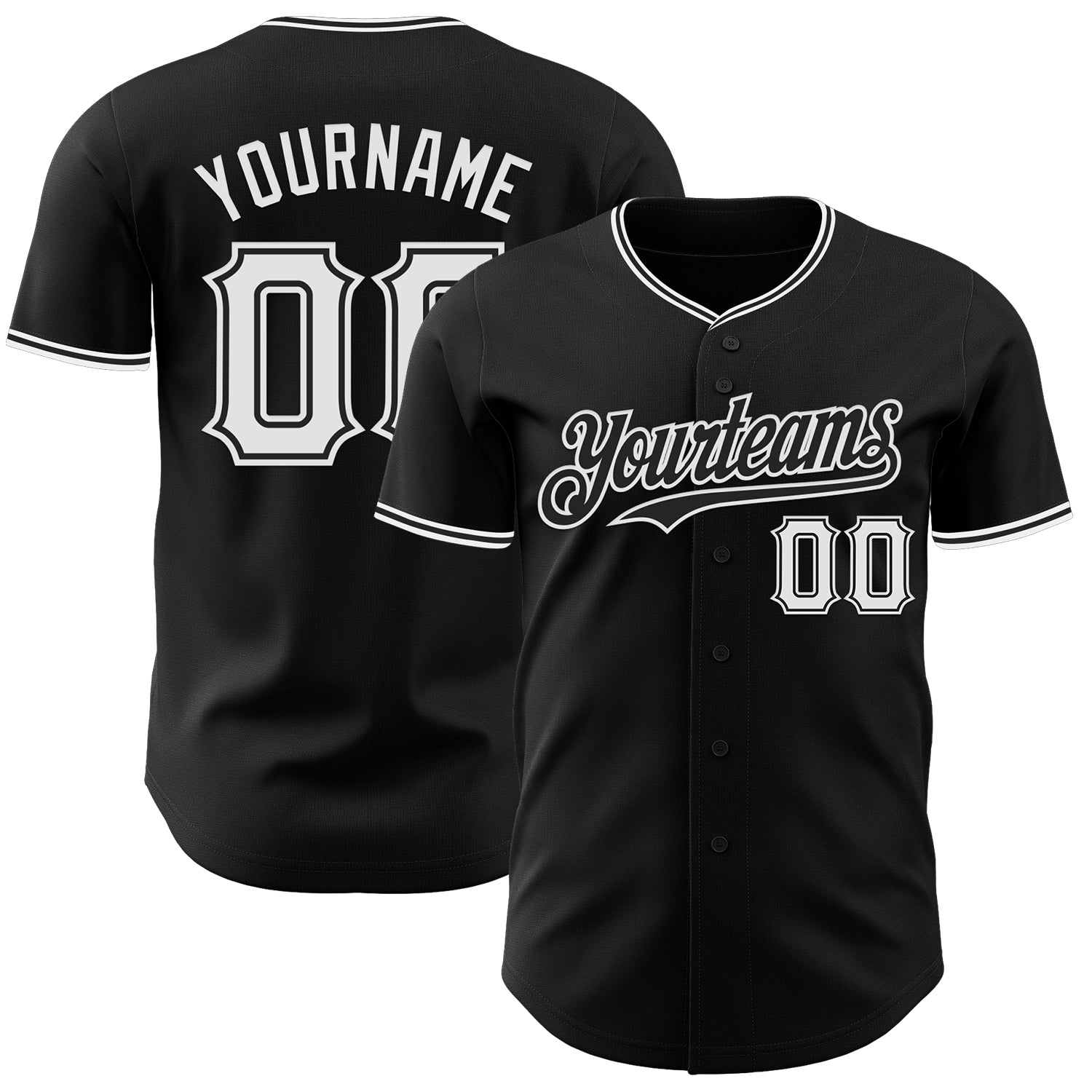 Custom Black White Authentic Baseball Jersey - Sky-Custom