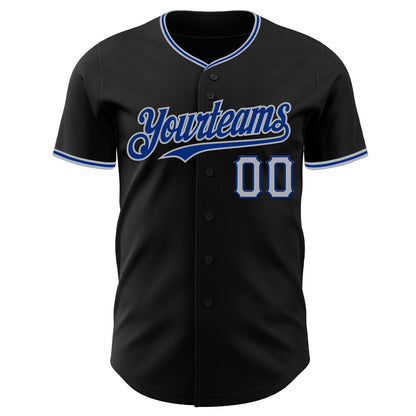 Custom Black Royal-Gray Authentic Baseball Jersey - Sky-Custom