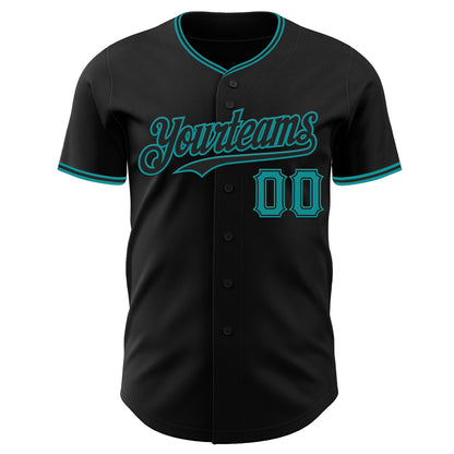 Custom Black Teal Authentic Baseball Jersey - Sky-Custom
