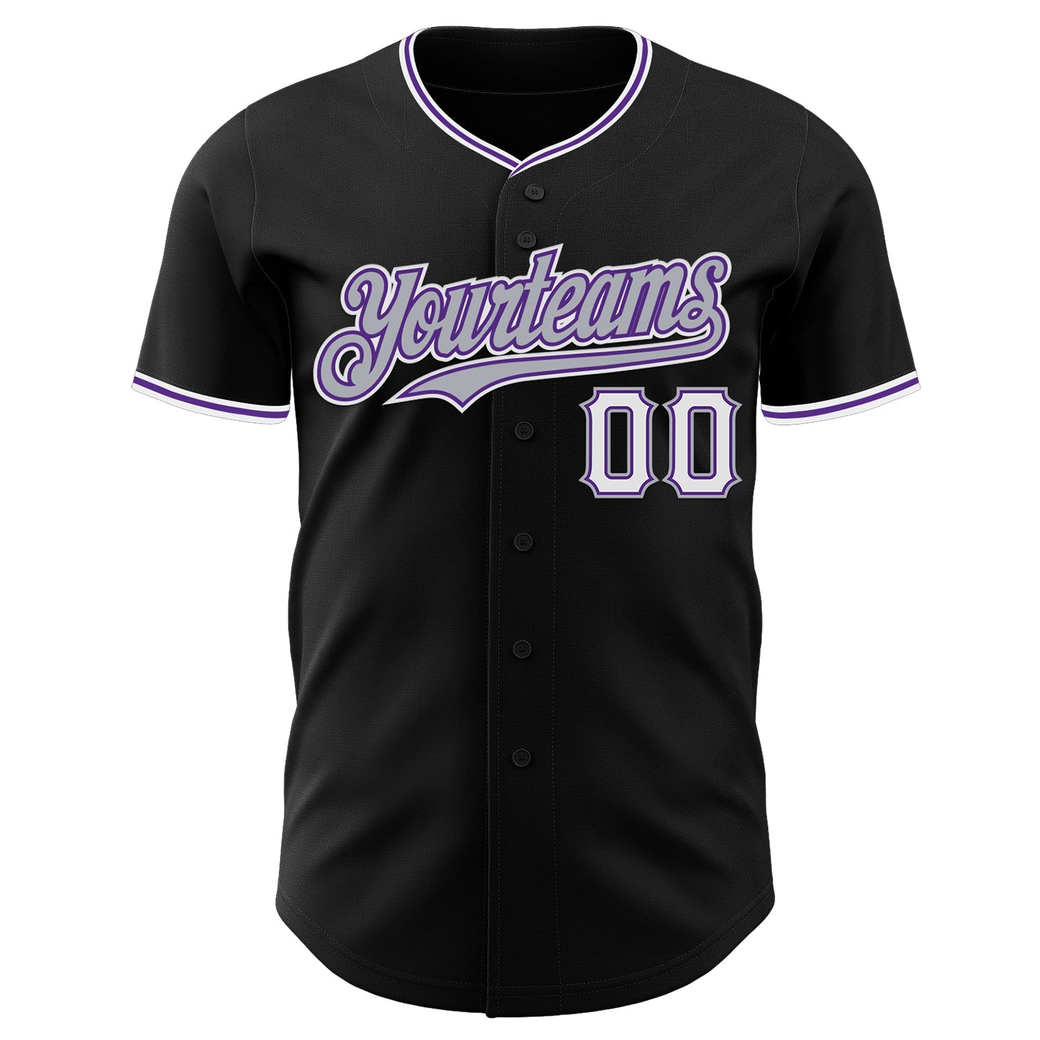 Custom Black Gray Purple-White Authentic Baseball Jersey - Sky-Custom