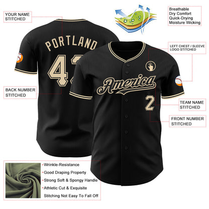 Custom Black City Cream Authentic Baseball Jersey - Sky-Custom