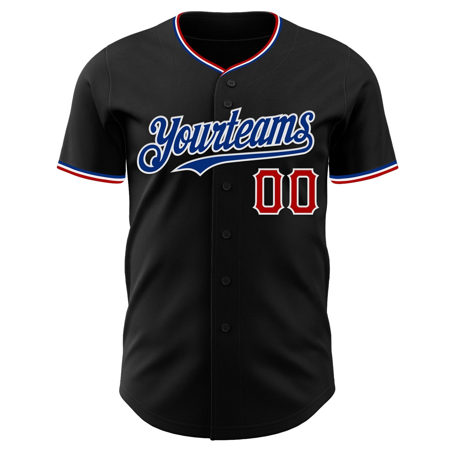 Custom Black Royal Red-White Authentic Baseball Jersey - Sky-Custom
