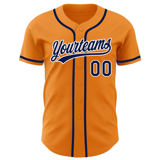 Custom Bay Orange Navy-White Authentic Baseball Jersey - Sky-Custom