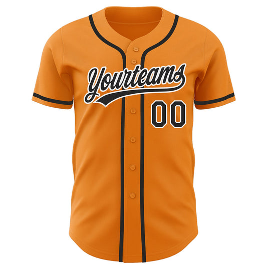 Custom Bay Orange Black-White Authentic Baseball Jersey - Sky-Custom