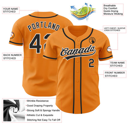 Custom Bay Orange Black-White Authentic Baseball Jersey - Sky-Custom