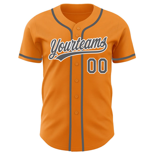 Custom Bay Orange Steel Gray-White Authentic Baseball Jersey - Sky-Custom