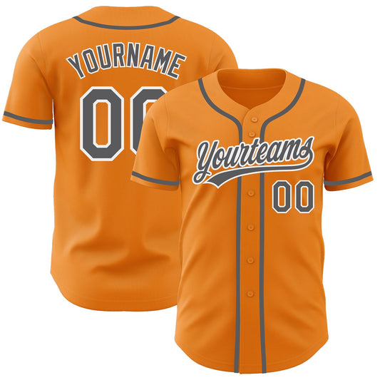 Custom Bay Orange Steel Gray-White Authentic Baseball Jersey - Sky-Custom