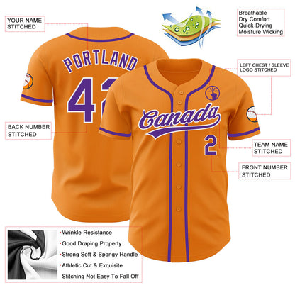 Custom Bay Orange Purple-White Authentic Baseball Jersey - Sky-Custom