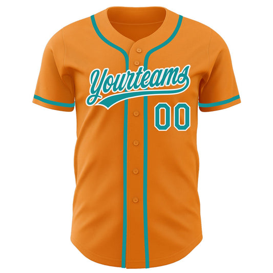 Custom Bay Orange Teal-White Authentic Baseball Jersey - Sky-Custom