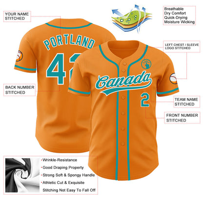 Custom Bay Orange Teal-White Authentic Baseball Jersey - Sky-Custom