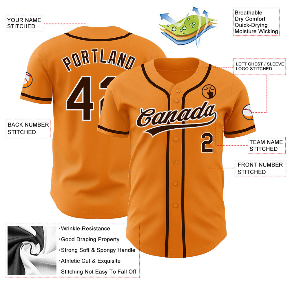 Custom Bay Orange Brown-White Authentic Baseball Jersey - Sky-Custom