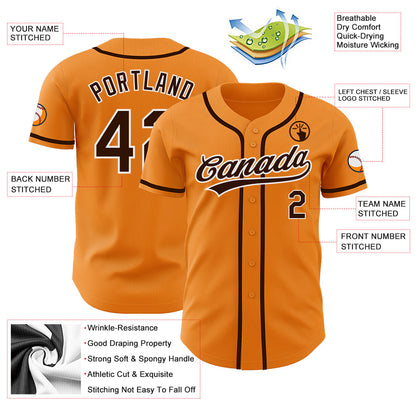 Custom Bay Orange Brown-White Authentic Baseball Jersey - Sky-Custom