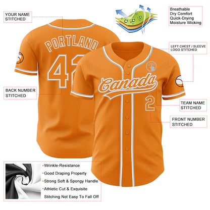 Custom Bay Orange White-Gray Authentic Baseball Jersey - Sky-Custom