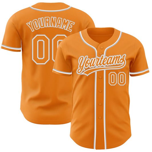 Custom Bay Orange White-Gray Authentic Baseball Jersey - Sky-Custom