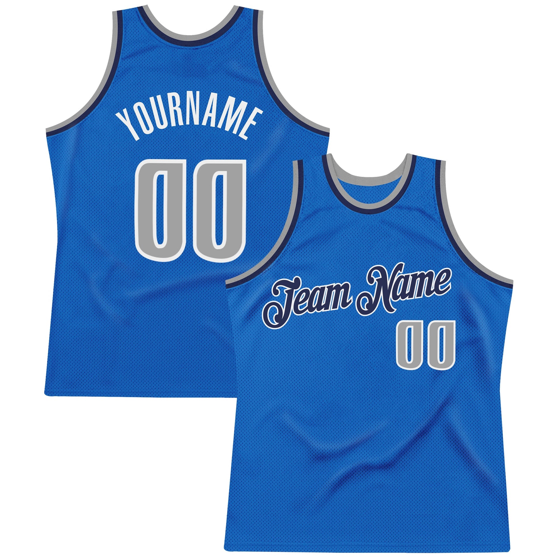 Custom Blue Gray-Navy Authentic Throwback Basketball Jersey - Sky-Custom