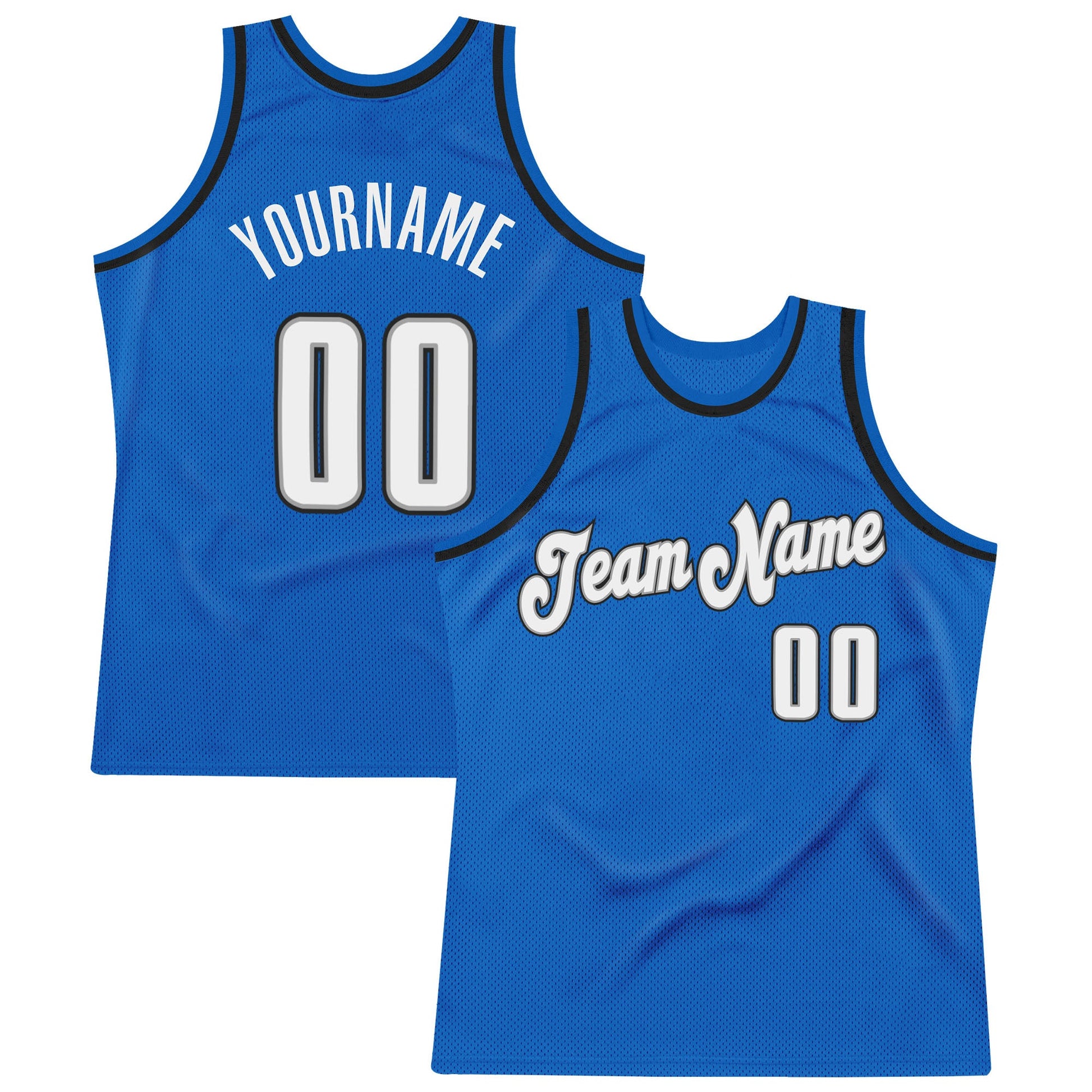 Custom Blue White-Black Authentic Throwback Basketball Jersey - Sky-Custom
